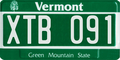 VT license plate XTB091