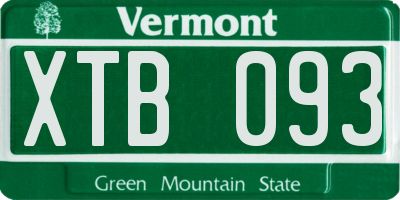 VT license plate XTB093