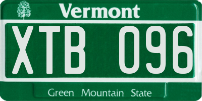 VT license plate XTB096