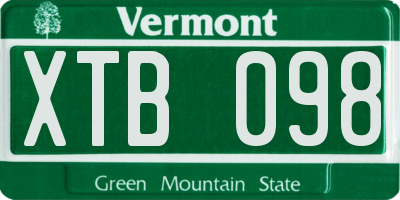 VT license plate XTB098
