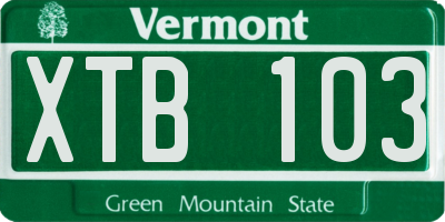 VT license plate XTB103