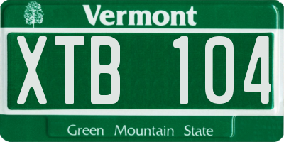 VT license plate XTB104