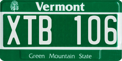 VT license plate XTB106