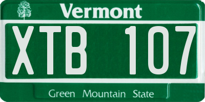 VT license plate XTB107
