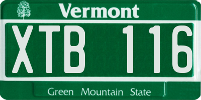 VT license plate XTB116