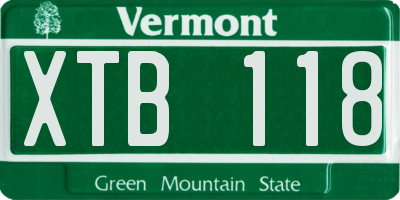 VT license plate XTB118