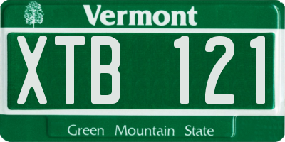 VT license plate XTB121