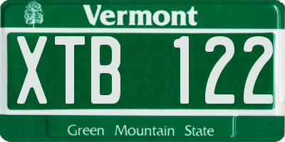 VT license plate XTB122