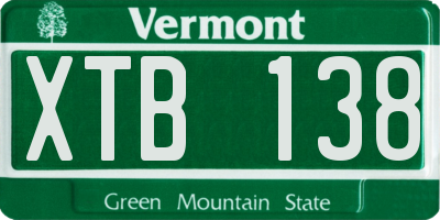 VT license plate XTB138