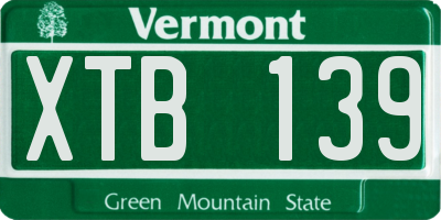 VT license plate XTB139