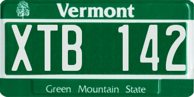 VT license plate XTB142