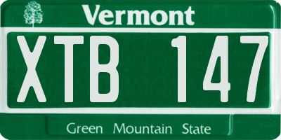 VT license plate XTB147