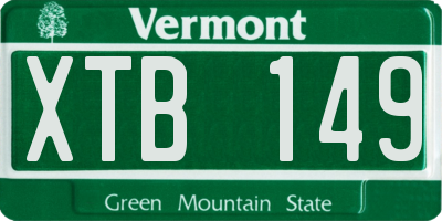 VT license plate XTB149