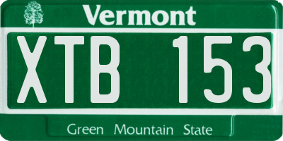 VT license plate XTB153