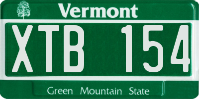 VT license plate XTB154