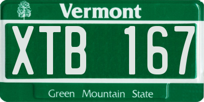 VT license plate XTB167