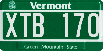 VT license plate XTB170