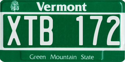 VT license plate XTB172