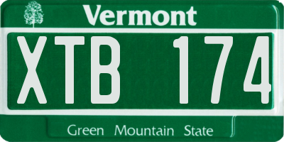 VT license plate XTB174