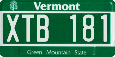 VT license plate XTB181