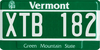 VT license plate XTB182