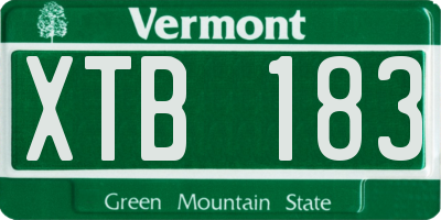 VT license plate XTB183