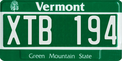 VT license plate XTB194