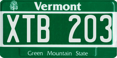 VT license plate XTB203