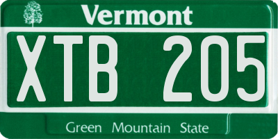 VT license plate XTB205
