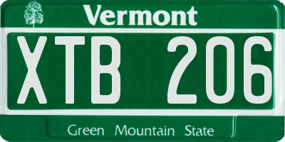 VT license plate XTB206