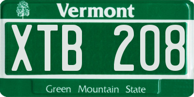 VT license plate XTB208