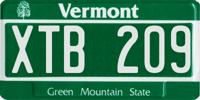 VT license plate XTB209
