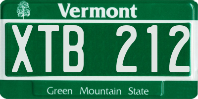 VT license plate XTB212