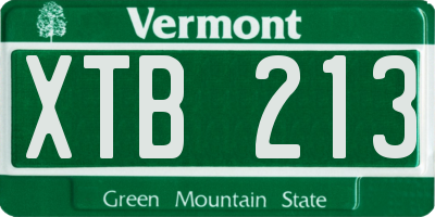 VT license plate XTB213