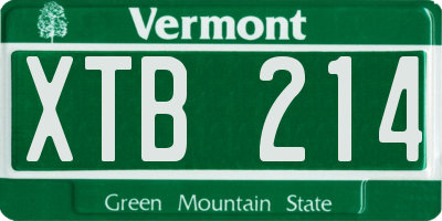 VT license plate XTB214