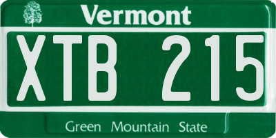 VT license plate XTB215