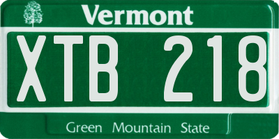 VT license plate XTB218