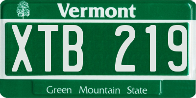 VT license plate XTB219