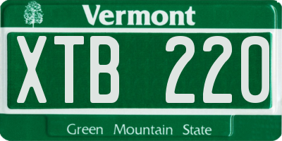 VT license plate XTB220