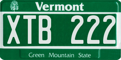 VT license plate XTB222