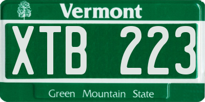 VT license plate XTB223