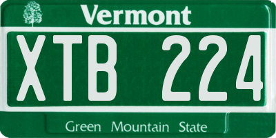 VT license plate XTB224