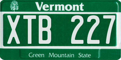 VT license plate XTB227