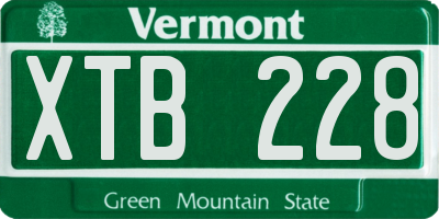 VT license plate XTB228