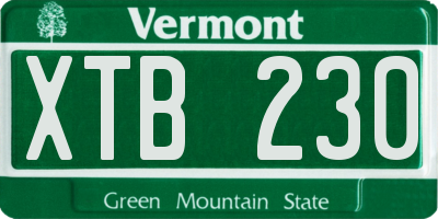VT license plate XTB230