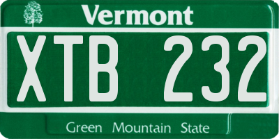 VT license plate XTB232