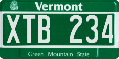 VT license plate XTB234