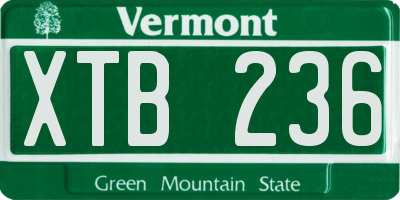 VT license plate XTB236