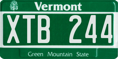 VT license plate XTB244