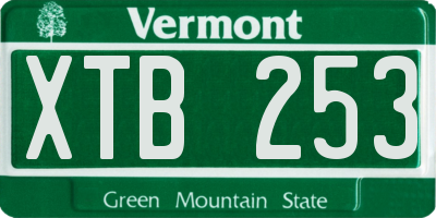 VT license plate XTB253